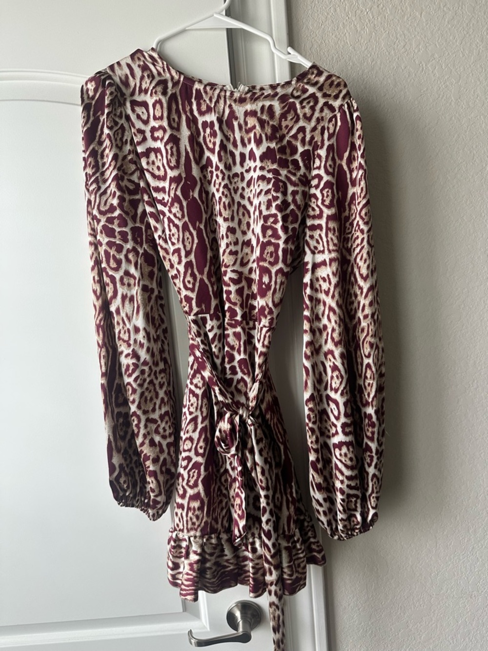 Nasty Gal Burgundy and Cream Leopard Print Dress